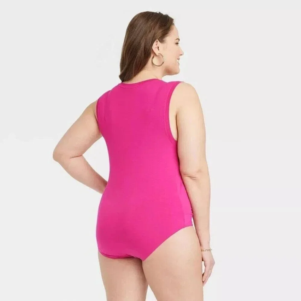NWT A New Day Women's Size Medium Pink Drape Front Sleeveless Tank Top Bodysuit